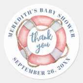 Reddingsboei Baby Shower Ronde Sticker (Voorkant)