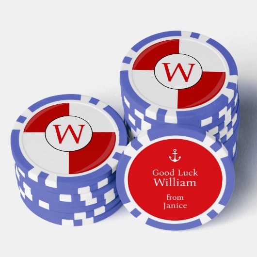 Reddingsboei Monogram Cruise Scheeps Maatwerk Poker Chips (Opstapeling)