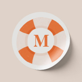 reddingsboei. Nautisch kinder monogram / Zee initi Ronde Sticker