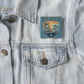 Reddingsbrigade Surf Patrol Opgericht 1950 Vierkante Button 5,1 Cm (In situ)