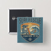 Reddingsbrigade Surf Patrol Opgericht 1950 Vierkante Button 5,1 Cm (Voorkant /achterkant)