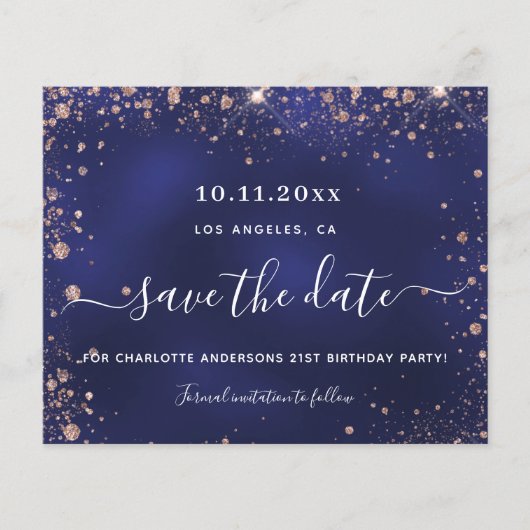 Reddingsdatum jaardag navy blue roos (Voorkant)