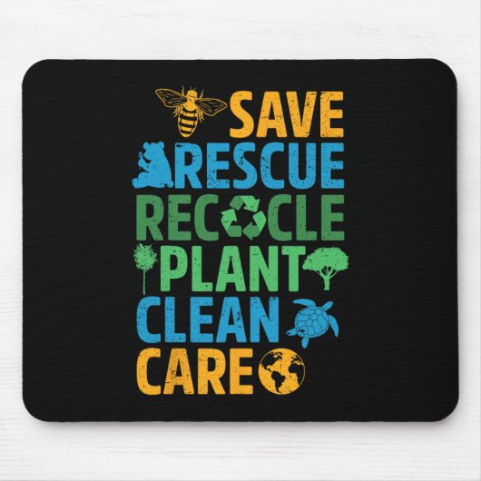 Reddingsdieren bijen redden Recyclen plastic aarde Muismat (Voorkant)