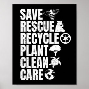 Reddingsdieren bijen redden Recyclen plastic aarde Poster