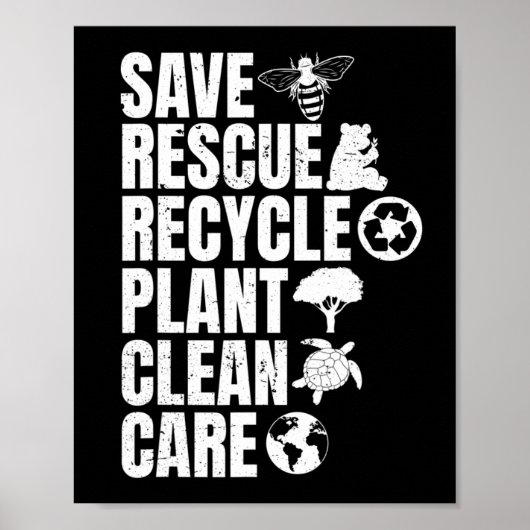 Reddingsdieren bijen redden Recyclen plastic aarde Poster (Voorkant)