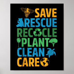 Reddingsdieren bijen redden Recyclen plastic aarde Poster