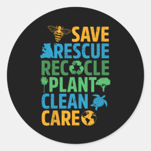 Reddingsdieren bijen redden Recyclen plastic aarde Ronde Sticker
