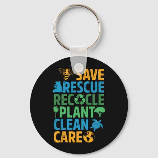 Reddingsdieren bijen redden Recyclen plastic aarde Sleutelhanger (Voorkant)
