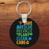 Reddingsdieren bijen redden Recyclen plastic aarde Sleutelhanger (Voorkant)