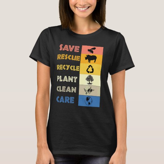 Reddingsdieren bijen redden Recyclen plastic aarde T-shirt (Voorkant)