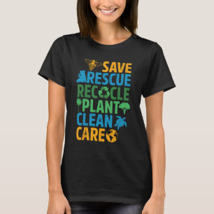 Reddingsdieren bijen redden Recyclen plastic aarde T-shirt