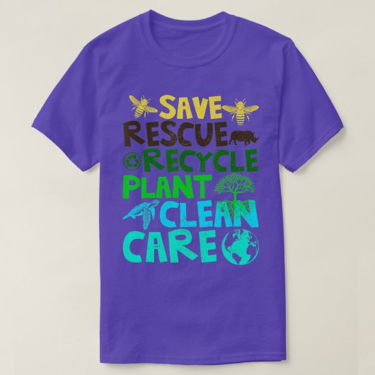 Reddingsdieren bijen redden Recyclen plastic aarde T-shirt (Design voorkant)
