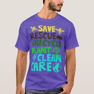Reddingsdieren bijen redden Recyclen plastic aarde T-shirt
