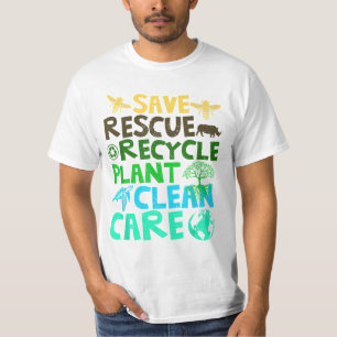Reddingsdieren bijen redden Recyclen plastic aarde T-shirt