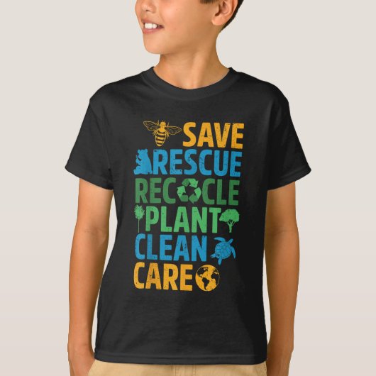 Reddingsdieren bijen redden Recyclen plastic aarde T-shirt (Voorkant)