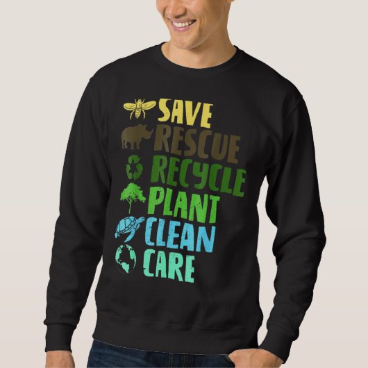 Reddingsdieren bijen redden Recyclen plastic aarde Trui (Voorkant)