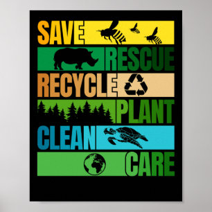 Reddingsdieren voor bijen redden Recyclen dag van Poster