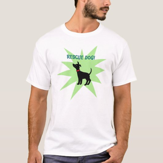 Reddingsdog Aanpassing zwart Shelter Dog Pet T-shi T-shirt (Voorkant)