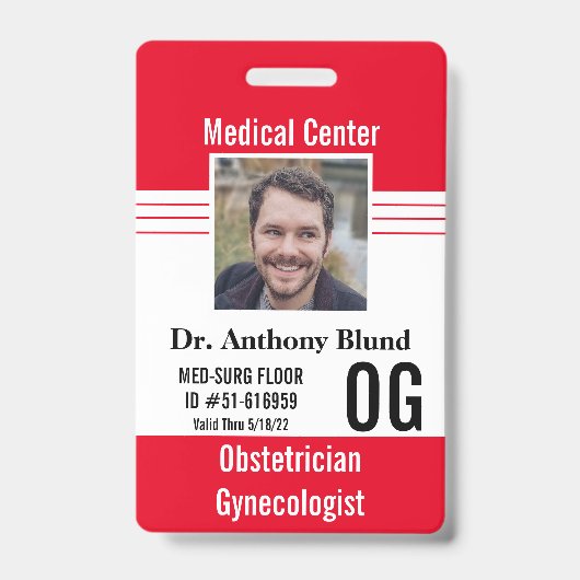 Reddingsdokter identificatie Foto Naam Bar Code Badge (Voorzijde)