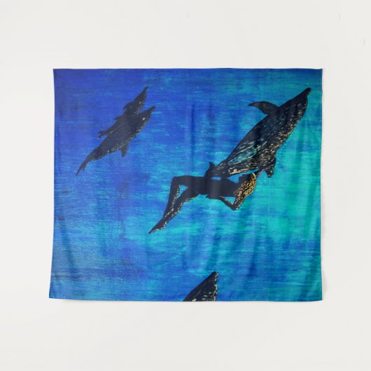 Reddingsdolfijnen zwemmen wandkleed (Voorkant (horizontaal))