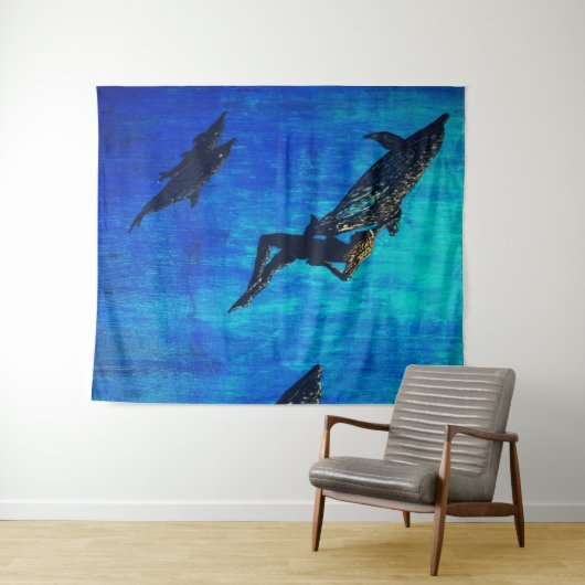 Reddingsdolfijnen zwemmen wandkleed (In Situ (horizontaal))