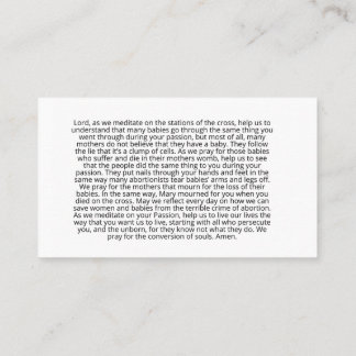 Reddingsgebed voor de stations van het kruisje visitekaartje