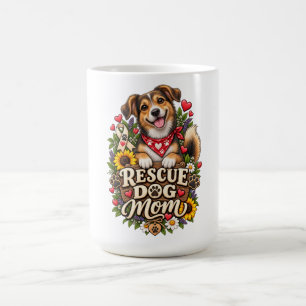 Reddingshond Moeder Mooie Pootafdruk Bloemige Hond Koffiemok