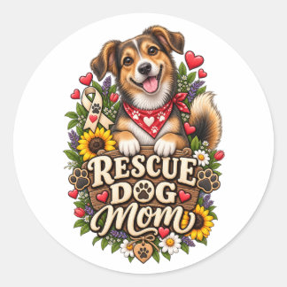 Reddingshond Moeder Mooie Pootafdruk Bloemige Hond Ronde Sticker