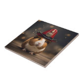 Reddingsklaar: Cavia in brandweerhelm, Tegeltje (Zijkant)
