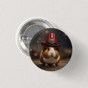 **"Reddingsklaar: cavia in het Pet van een brandwe Ronde Button 3,2 Cm