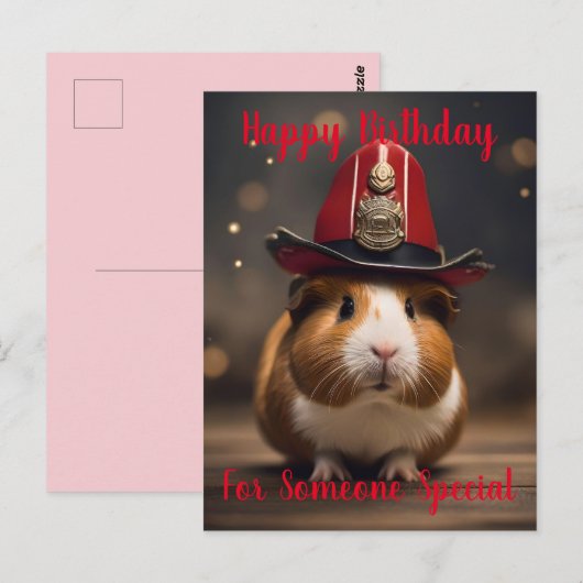 Reddingsklaar: cavia in het Pet van een brandweerm Briefkaart (Voorkant / Achterkant)