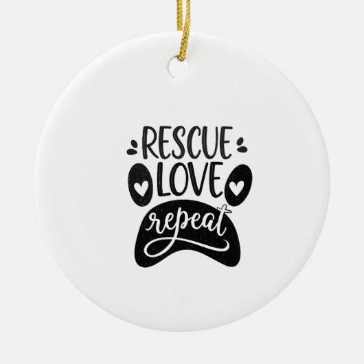 Reddingsliefde Herhaal Hond Poot T-shirt Keramisch Ornament (Voorkant)