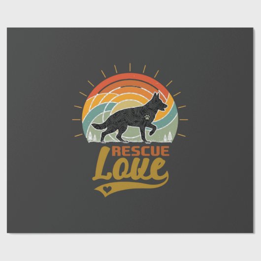 Reddingsliefde Hond Retro Zonsondergang Bomen Cadeaupapier (Vlak)