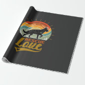 Reddingsliefde Hond Retro Zonsondergang Bomen Cadeaupapier (Uitgerold)