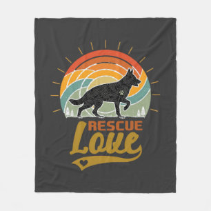 Reddingsliefde Hond Retro Zonsondergang Bomen Fleece Deken