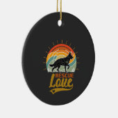 Reddingsliefde Hond Retro Zonsondergang Bomen Keramisch Ornament (Rechts)