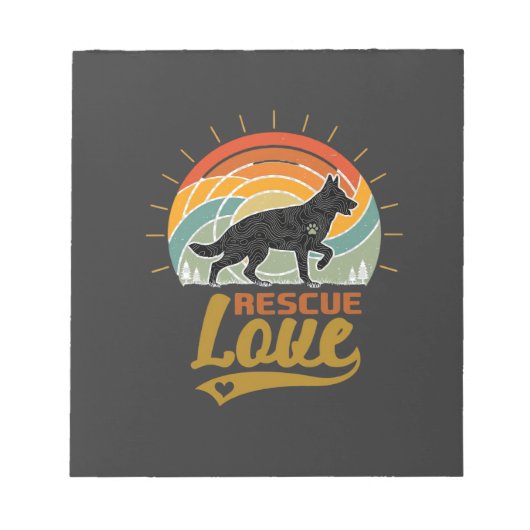 Reddingsliefde Hond Retro Zonsondergang Bomen Notitieblok (Voorkant)