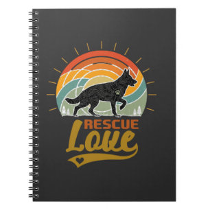 Reddingsliefde Hond Retro Zonsondergang Bomen Notitieboek
