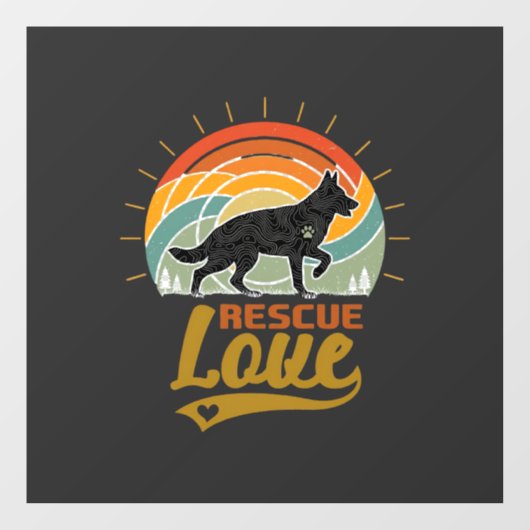 Reddingsliefde Hond Retro Zonsondergang Bomen Raamsticker (Vel)