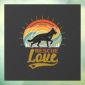 Reddingsliefde Hond Retro Zonsondergang Bomen Raamsticker (Vel 3)