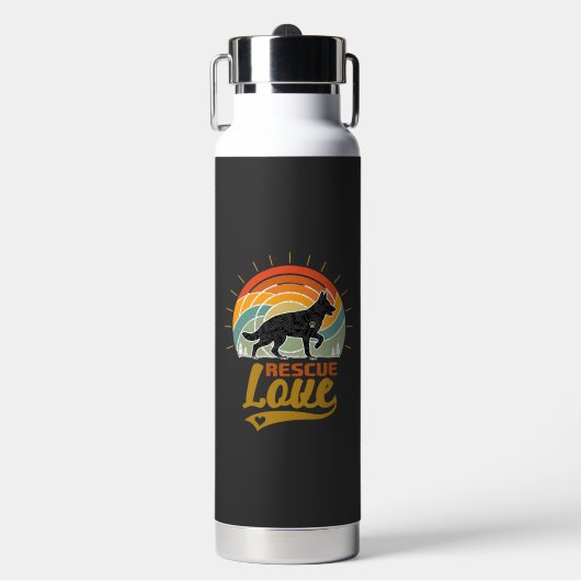 Reddingsliefde Hond Retro Zonsondergang Bomen Waterfles (Voorkant)