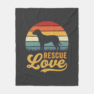 Reddingsliefde Retro Hond Zonsondergang_1 Fleece Deken