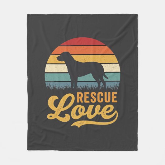 Reddingsliefde Retro Hond Zonsondergang_1 Fleece Deken (Voorkant)