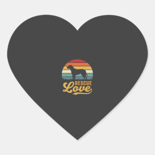 Reddingsliefde Retro Hond Zonsondergang_1 Hart Sticker