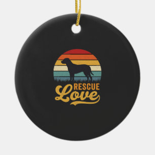 Reddingsliefde Retro Hond Zonsondergang_1 Keramisch Ornament