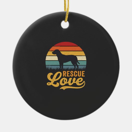 Reddingsliefde Retro Hond Zonsondergang_1 Keramisch Ornament (Voorkant)