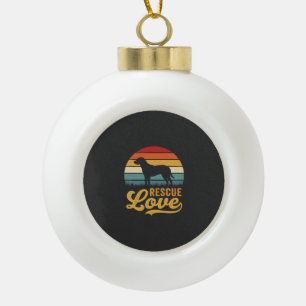 Reddingsliefde Retro Hond Zonsondergang_1 Keramische Bal Ornament