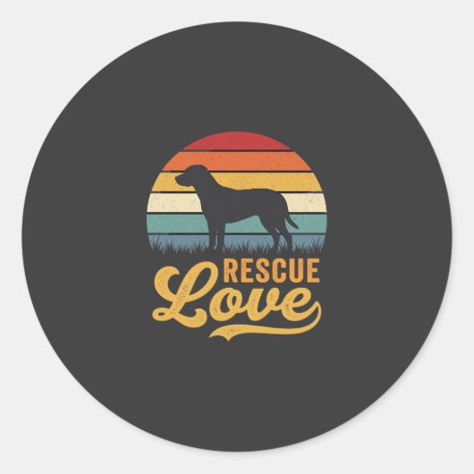 Reddingsliefde Retro Hond Zonsondergang_1 Ronde Sticker (Voorkant)