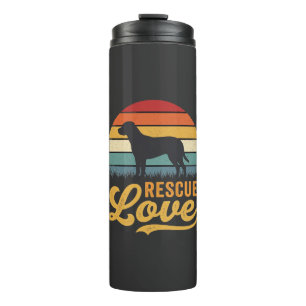 Reddingsliefde Retro Hond Zonsondergang_1 Thermosbeker