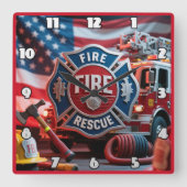 reddingsmiddelen voor brandweerlieden vierkante klok (Voorkant)